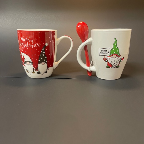Set of 2 Christmas Gnome Coffee Mugs 12 oz - 1 with Spoon, adorable - Picture 2 of 5